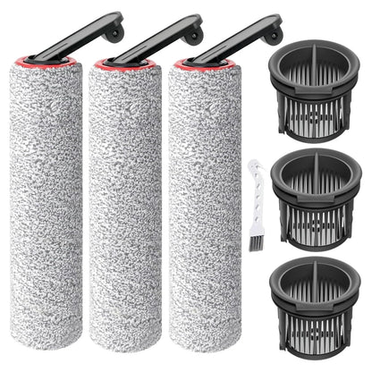 (7pcs) HEPA Filters & Replacement Parts Kit Brush Rollers Compatible Parts Accessories Kit For Dreame H14/H14 Pro/H14 Dual Wet Dry Vacuum Cleaner, Replacement Inclue 3 Vacuum Filter, 3 Brush Rollers