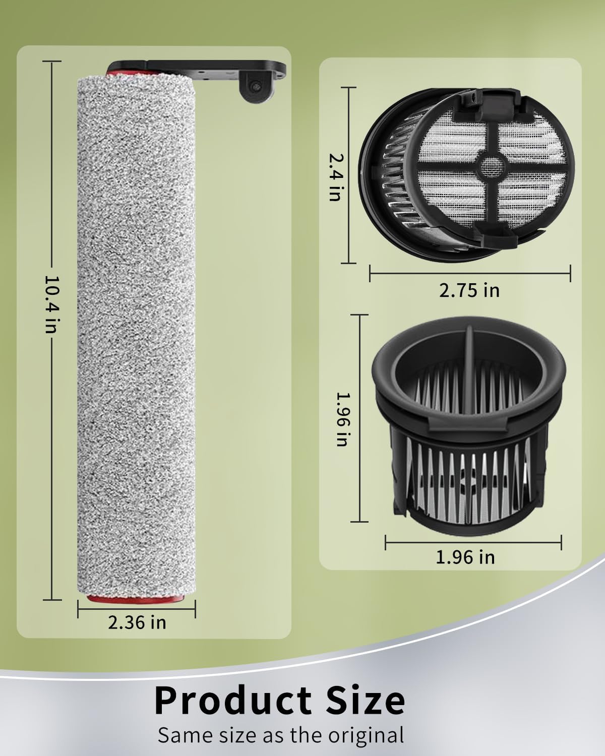 (7pcs) HEPA Filters & Replacement Parts Kit Brush Rollers Compatible Parts Accessories Kit For Dreame H14/H14 Pro/H14 Dual Wet Dry Vacuum Cleaner, Replacement Inclue 3 Vacuum Filter, 3 Brush Rollers