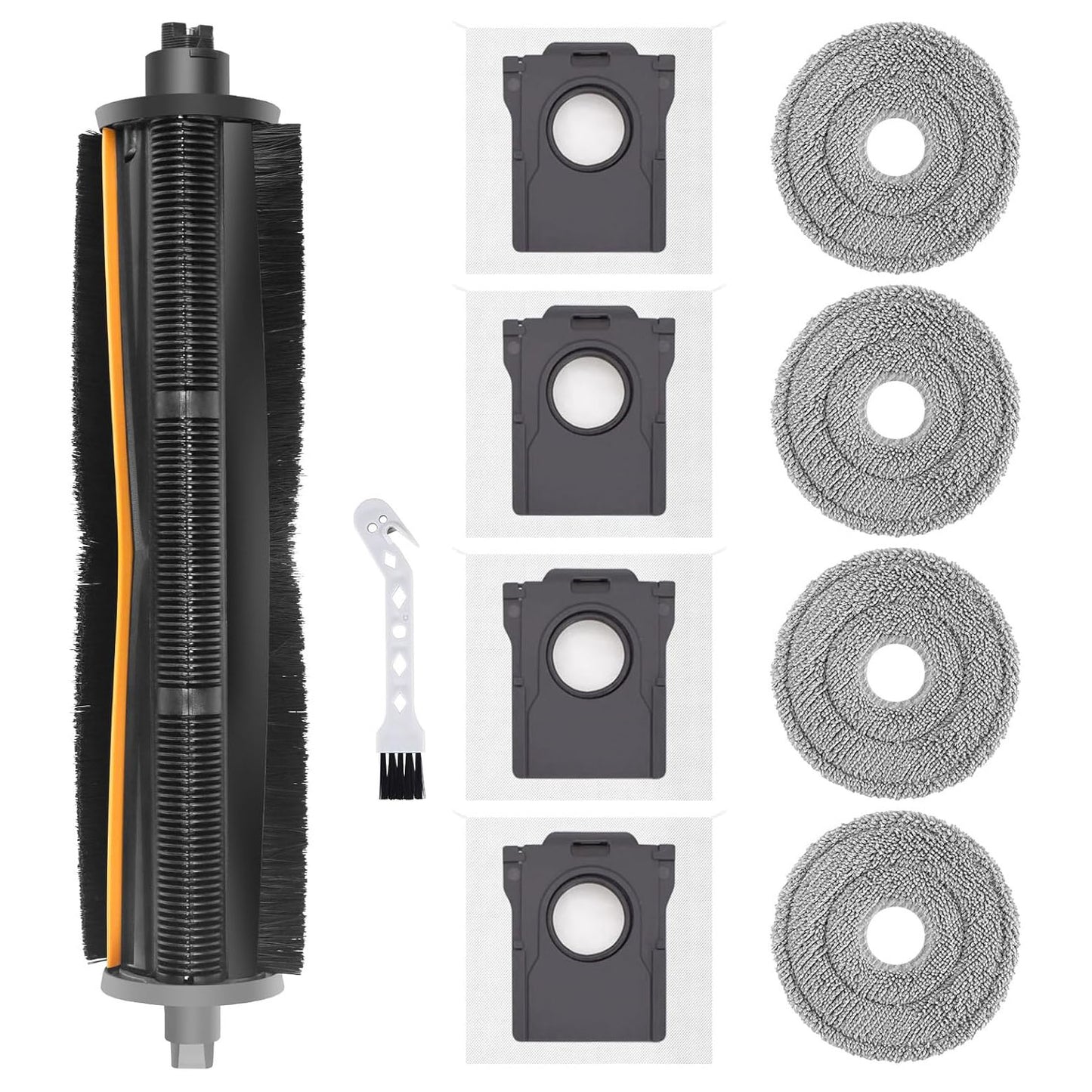 TriCut Brush Accessories Replacement Parts for Dreame X40 Ultra/ X30 Ultra/ L30 Ultra/ L10s Ultra/ L20 Ultra/ L10s Pro/ L40 Ultra, MOVA P10 / P10 Pro/ P50 Pro, Includes 4 mop Cloths, 4 dust Bags