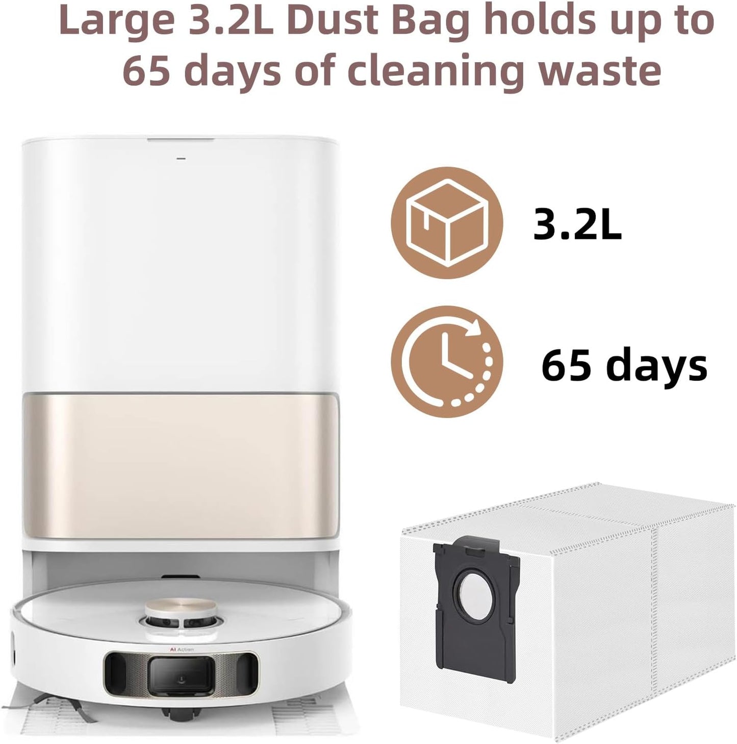 TriCut Brush Accessories Replacement Parts for Dreame X40 Ultra/ X30 Ultra/ L30 Ultra/ L10s Ultra/ L20 Ultra/ L10s Pro/ L40 Ultra, MOVA P10 / P10 Pro/ P50 Pro, Includes 4 mop Cloths, 4 dust Bags