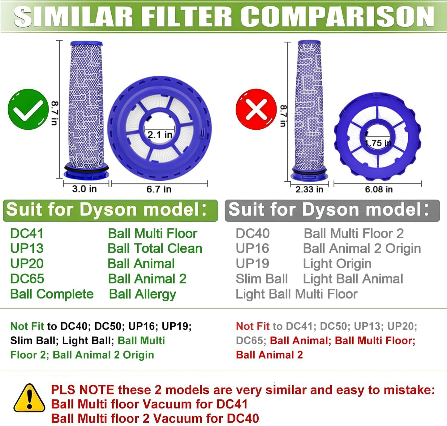 Replacement for Dyson DC41,DC65,DC66 Hepa Post-Motor Filter & Pre-Motor Filter,Multi Floor,Animal and Ball Vacuums.Compatible Part#920769-01&920640-01…