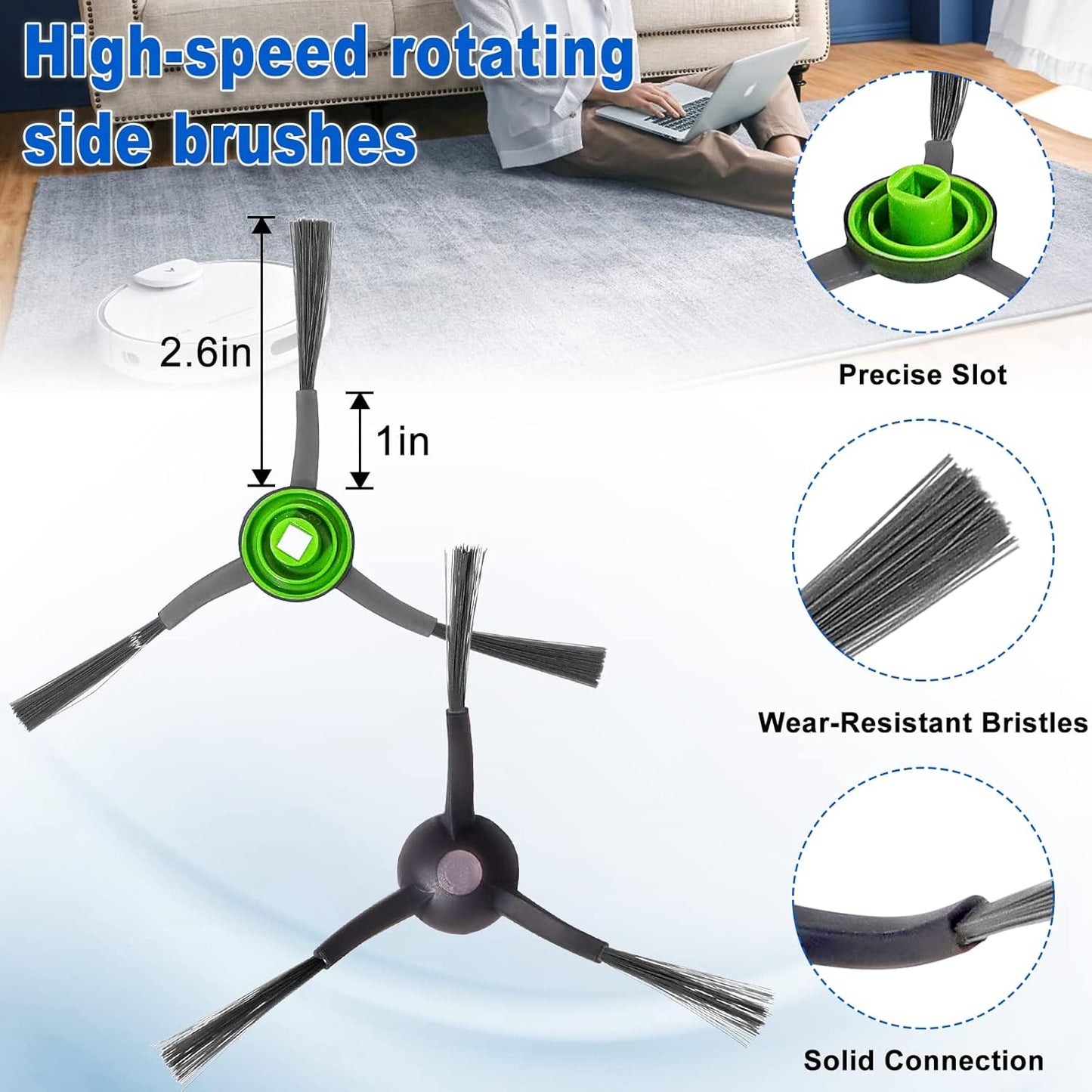 T8 N8 Replacement Parts for ECOVACS-Deebot Ozmo T8 T8 Aivi T8+ T8 AIVI+ T8 MAX N8 Pro Plus/N8 Pro N8+ Plus N8 Pro+ DEE.BOT Dust-Bags Main Brush Side Brushes HEPA Filters Replacement for Yeedi Vac